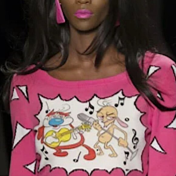 Jeremy Scott Ren and Stimpy extremely rare runway model pink knit 2 pc set 4/6US - Picture 2 of 15